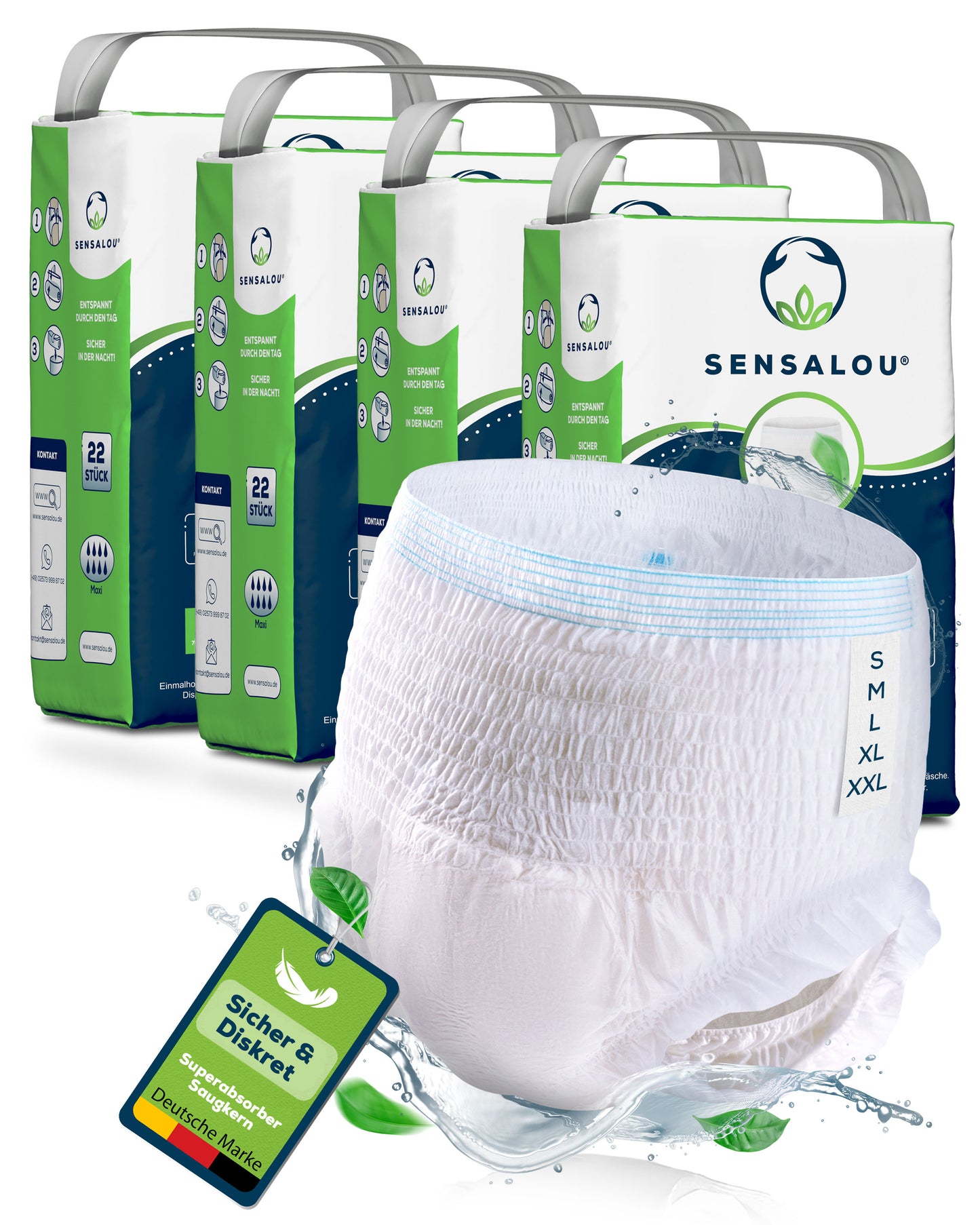 Sensalou Incontinence Pants - Diapers for adults with maximum absorbency (Maxi)