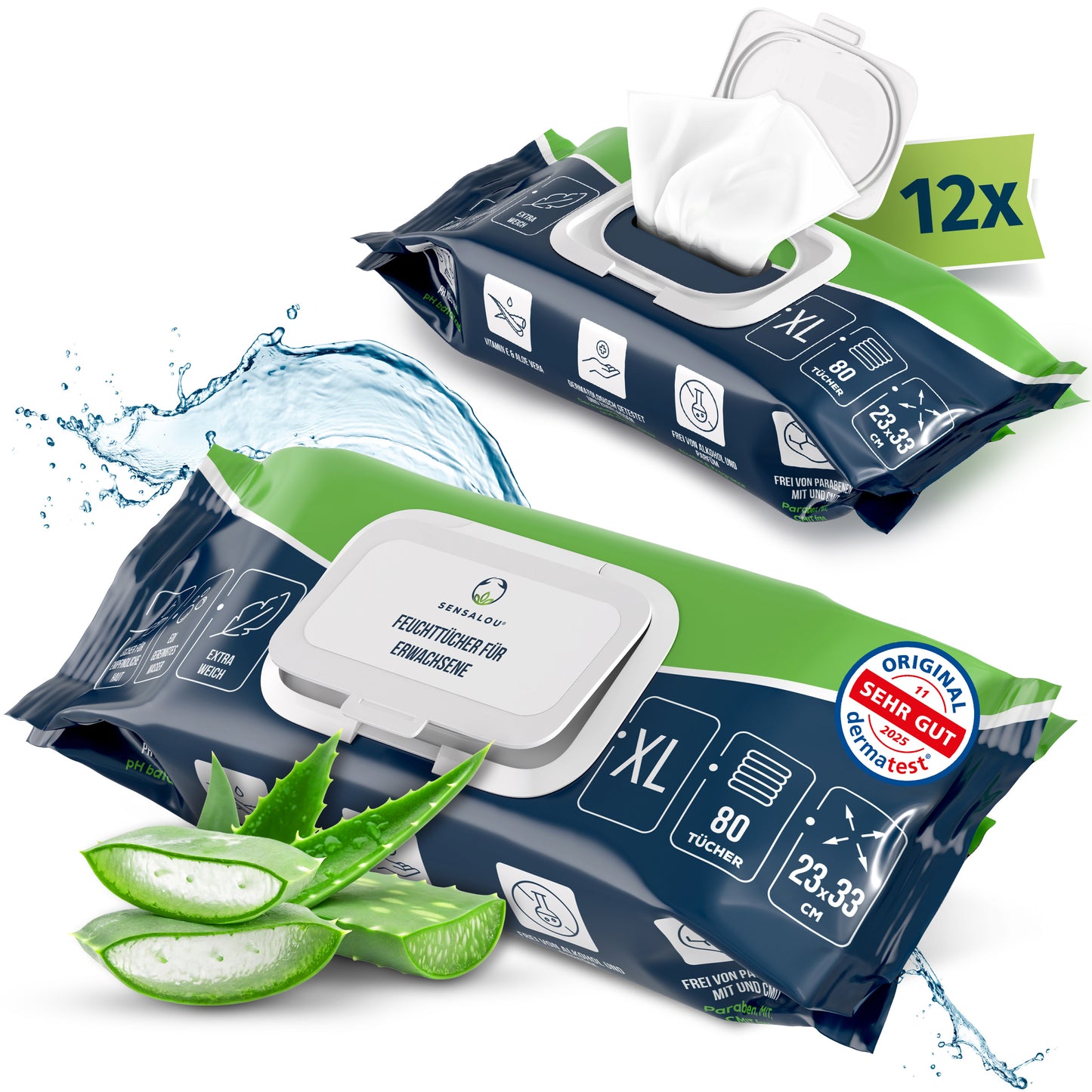 Sensalou Feuchttücher für Erwachsene XXL - 23 x 33 cm