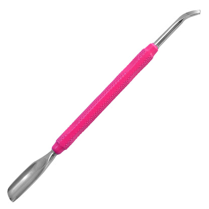 Cuticle pusher with spoon made of stainless steel - pink