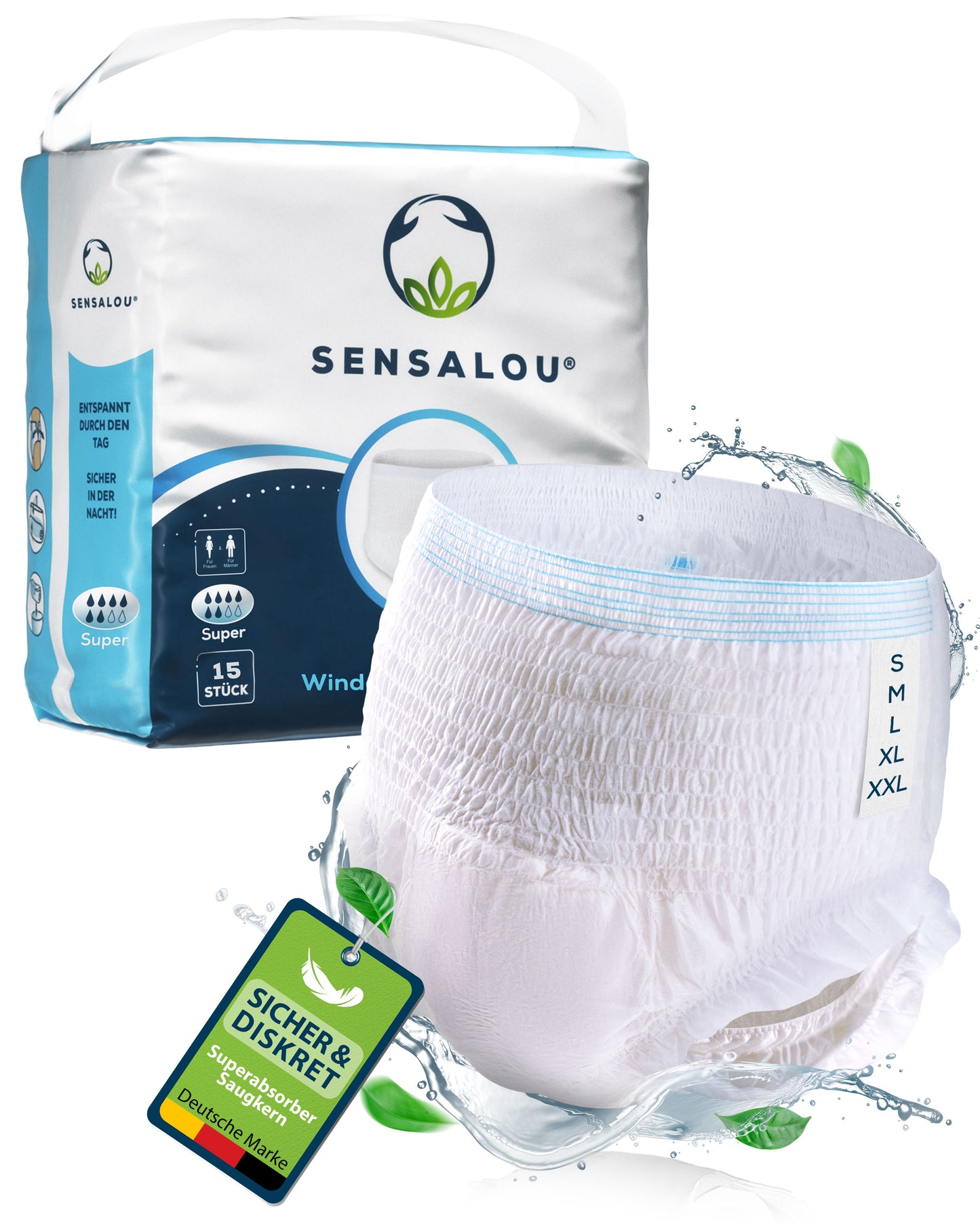 Sensalou Incontinence Pants - Adult Diapers Medium Absorbency (Super)